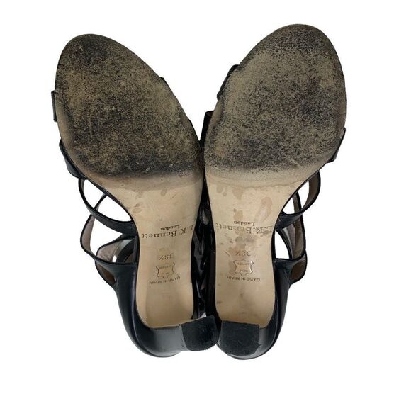🔵L.K. Bennett Black Multi-Strap Leather Heels Sandals Strappy 38.5 - Picture 9 of 9
